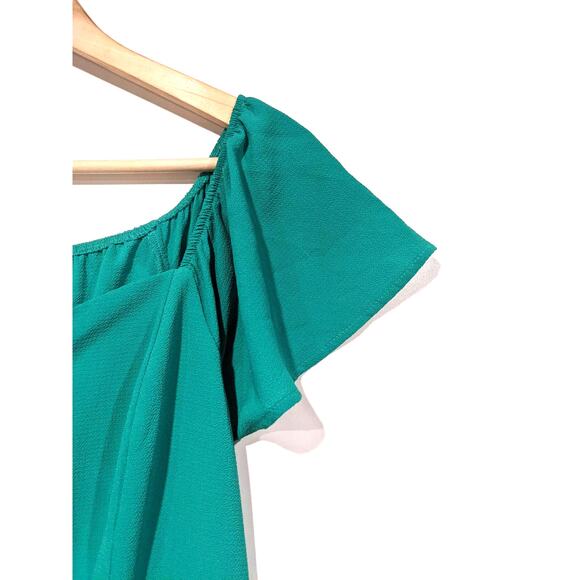 Sophia + Zeke Green Short Sleeve Midi Dress - Picture 3 of 5